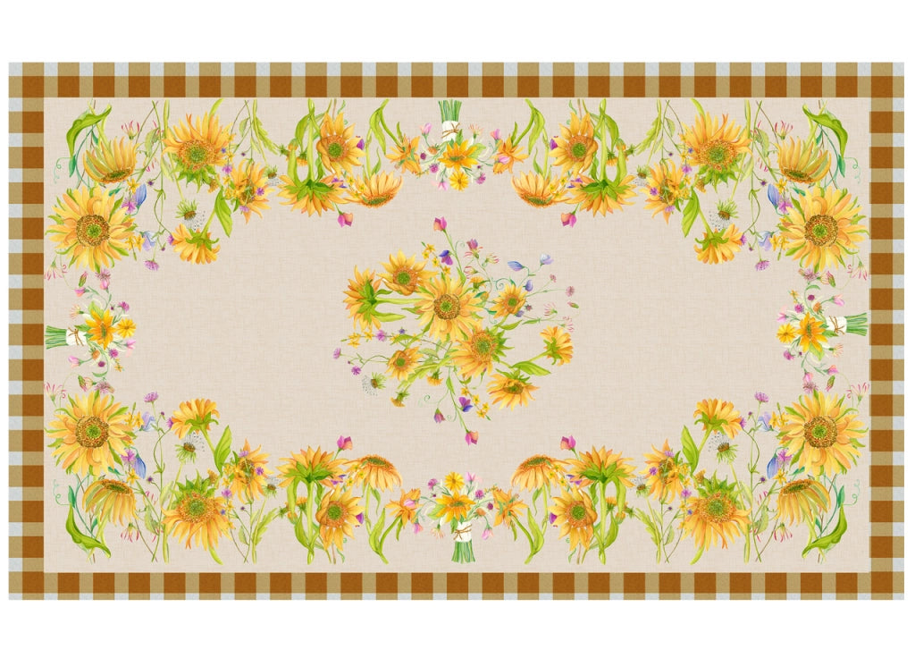 Tovaglia Tavolo Cucina Copritavola Digitale 100% Cotone Girasoli SV - 145x250 - Girasoli