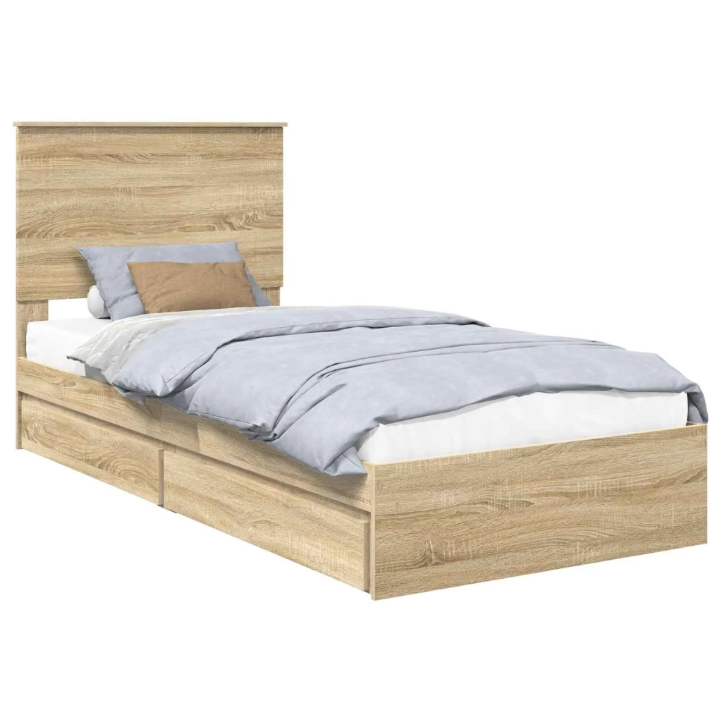 Letto con Contenitore con testiera Rovere Sonoma 75 x 190 cm