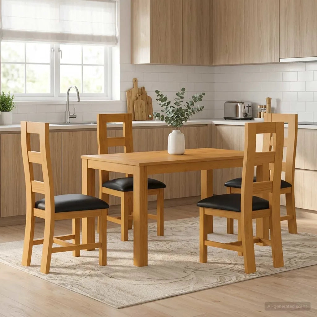 Set da pranzo 5 pz Nero Legno di Quercia Massello 3430361
