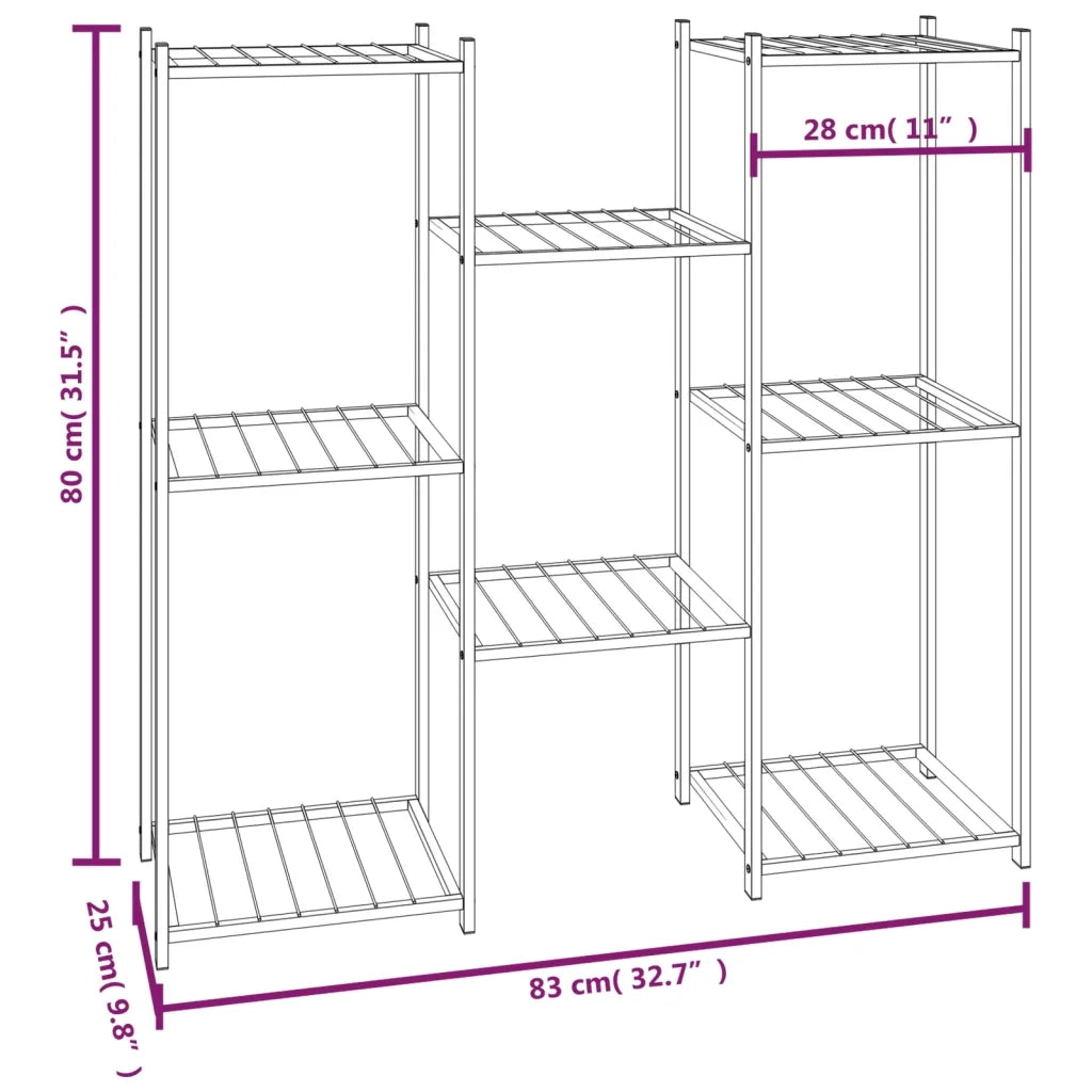 Mensola portavaso dal design moderno 83 x 25 x 80 cm supporto espositivo in ferro nero 02_0047093
