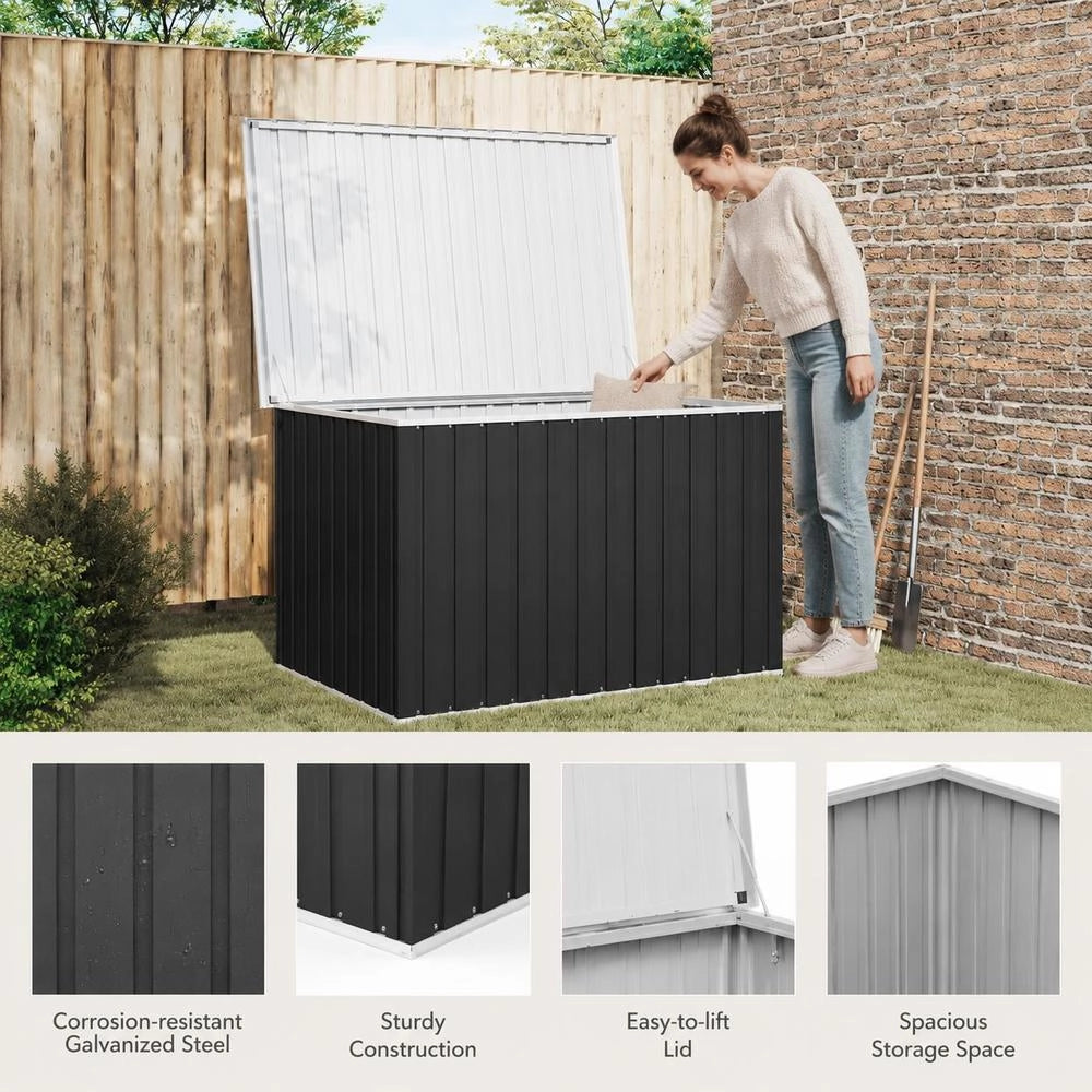 Large Galvanized Steel Storage Box, Stackable Design For Garage Workshop Garden, Tool And Equipment Organizer, 149x99x93 Cm