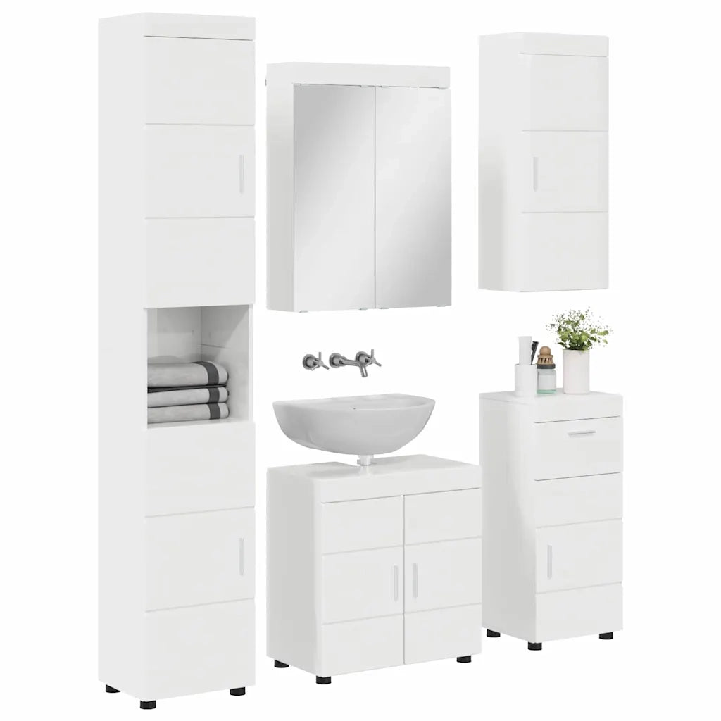 Set di mobili per il bagno TULUM 5 pcs Bianco Lucido 3398058