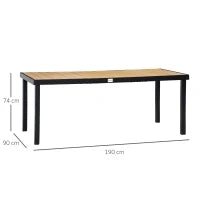 Tavolo da Giardino per 8 Persone in Alluminio, Tavolo da Esterno in Plastica per Terrazzo e Balcone, Nero e Color Legno
