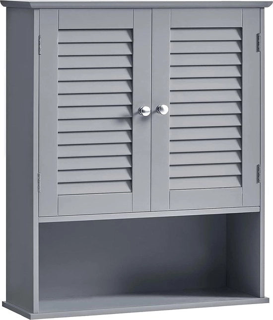 Cassettone da bagno - Mobili di archiviazione - Organizzatore - Pannello regolabile - 30x30x82cm - Grigio - MDF - Porte a grata
