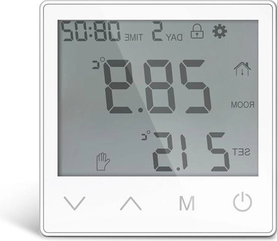 Termostato digitale per riscaldamento elettrico del pavimento - regolatore di temperatura in abbinamento (bianco) 16 A.