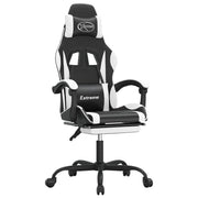 Sedia da Gaming | Sedia da e-sports con Poggiapiedi Nero e Bianco in Similpelle
