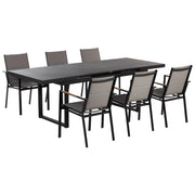 Set mobili da giardino tavolo allungabile nero 180 x 90 cm in alluminio con 6 sedie