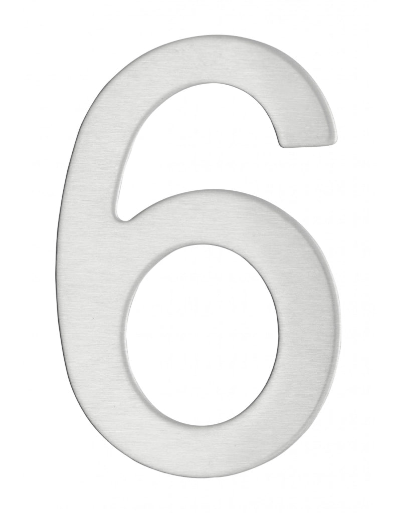 Numero 6 adesivo in acciaio inox, altezza 76 mm – THIRARD