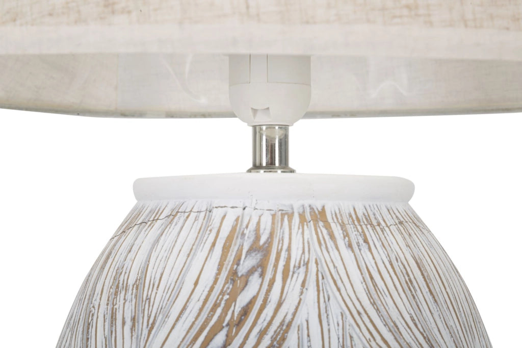 Lampada da Tavolo Ovale Atene 38x67x38 cm in Poliresina Bianco/Marrone