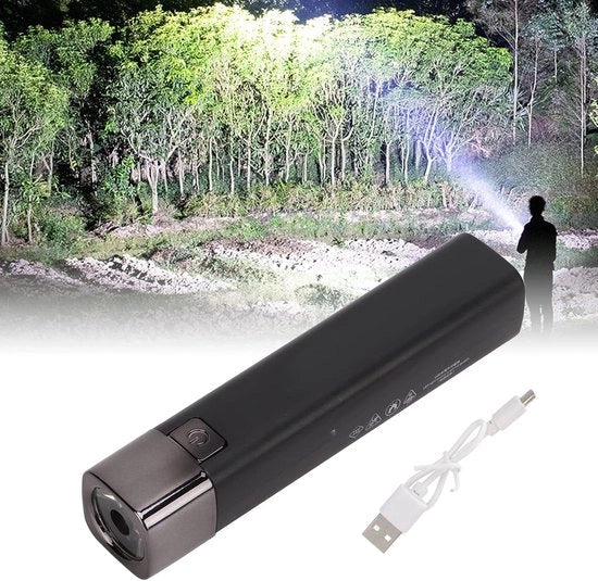 Lanterna portatile, lampadina USB con batteria integrata, lanterna mini ricaricabile per attività all'aperto (nero).
