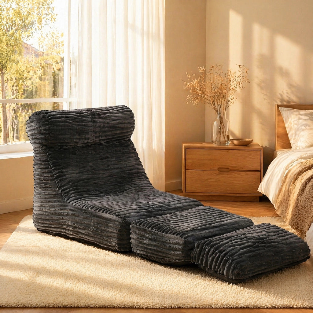 POLTRONA Convertibile 2 in 1 190 cm Flanella Nera