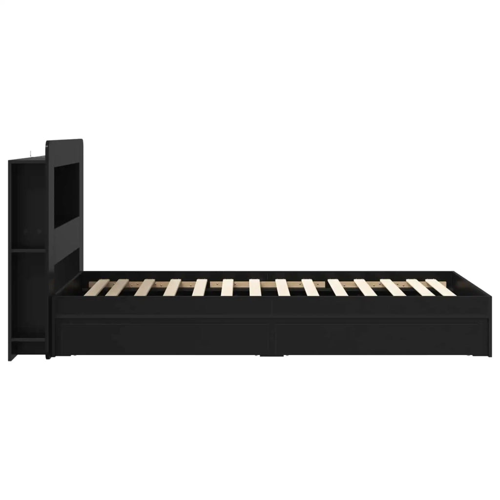 Telaio del letto con storage con cassetto Nero 75 x 190 cm 3433611