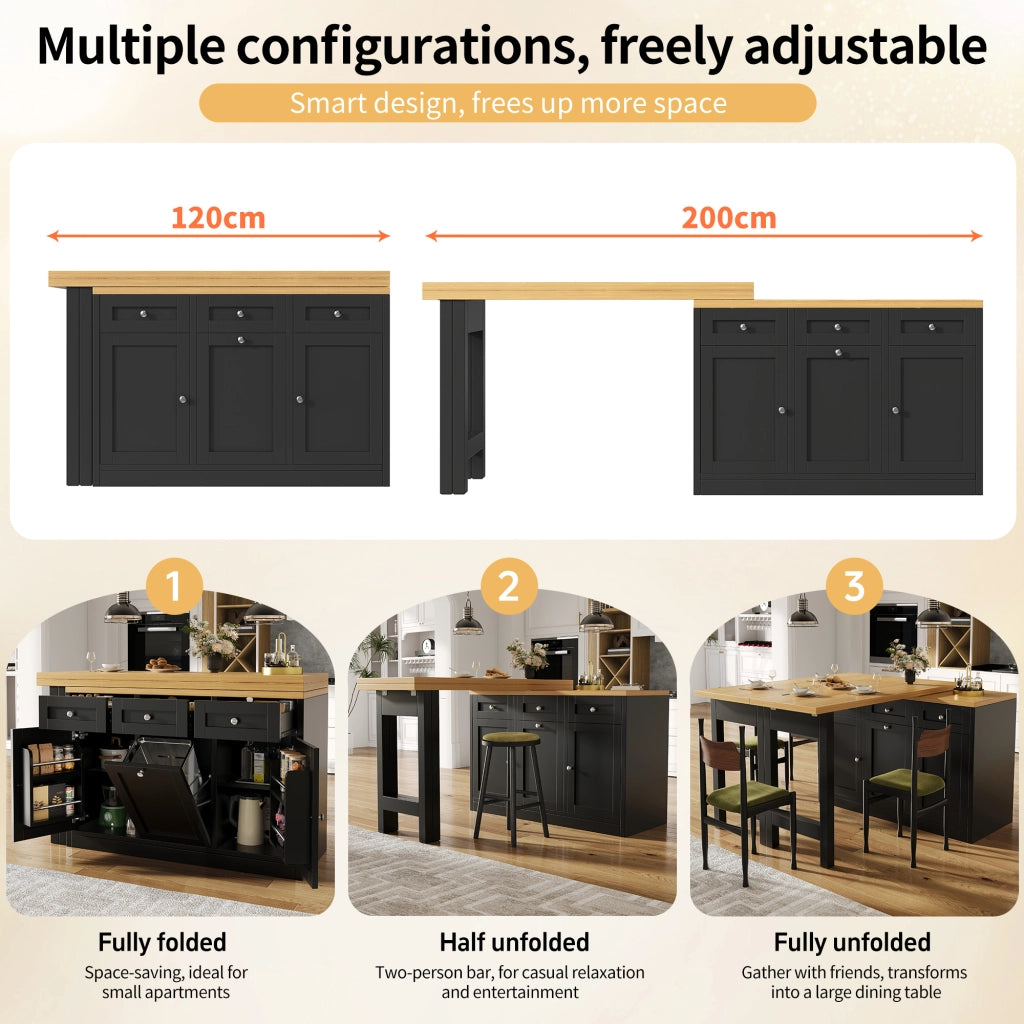 Tavolo da Bar Allungabile con Cassetto e Ripiano ¨C MINIMAL ¨C Nero, Salvaspazio