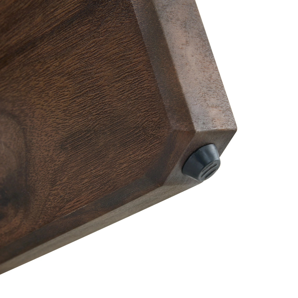 TAVOLINO rotondo 79 cm MDF e vetro trasparente effetto noce