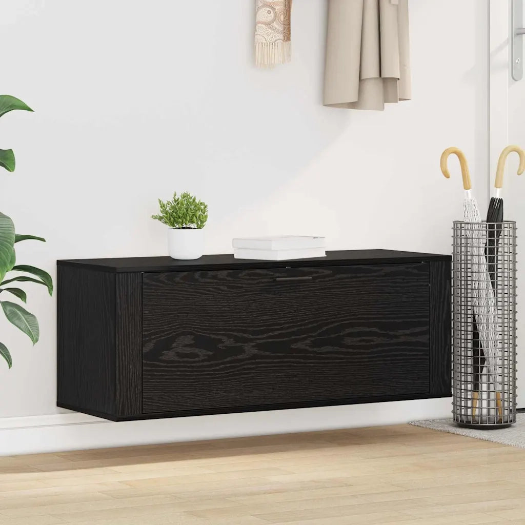 Mobile per scarpe con lo scaffale Rovere nero 100 x 35 x 38 cm