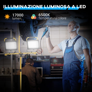 Faretti LED da Esterno IP65 75x62x170 cm da 6500K con Treppiede Staccabile Giallo e Nero