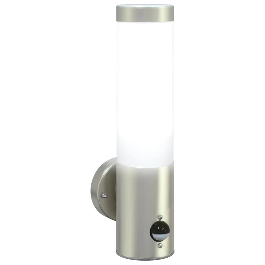 Moderna lampada da parete per esterni resistente alle intemperie 12 x 7,5 x 29 cm acciaio inox argento 02_0056485