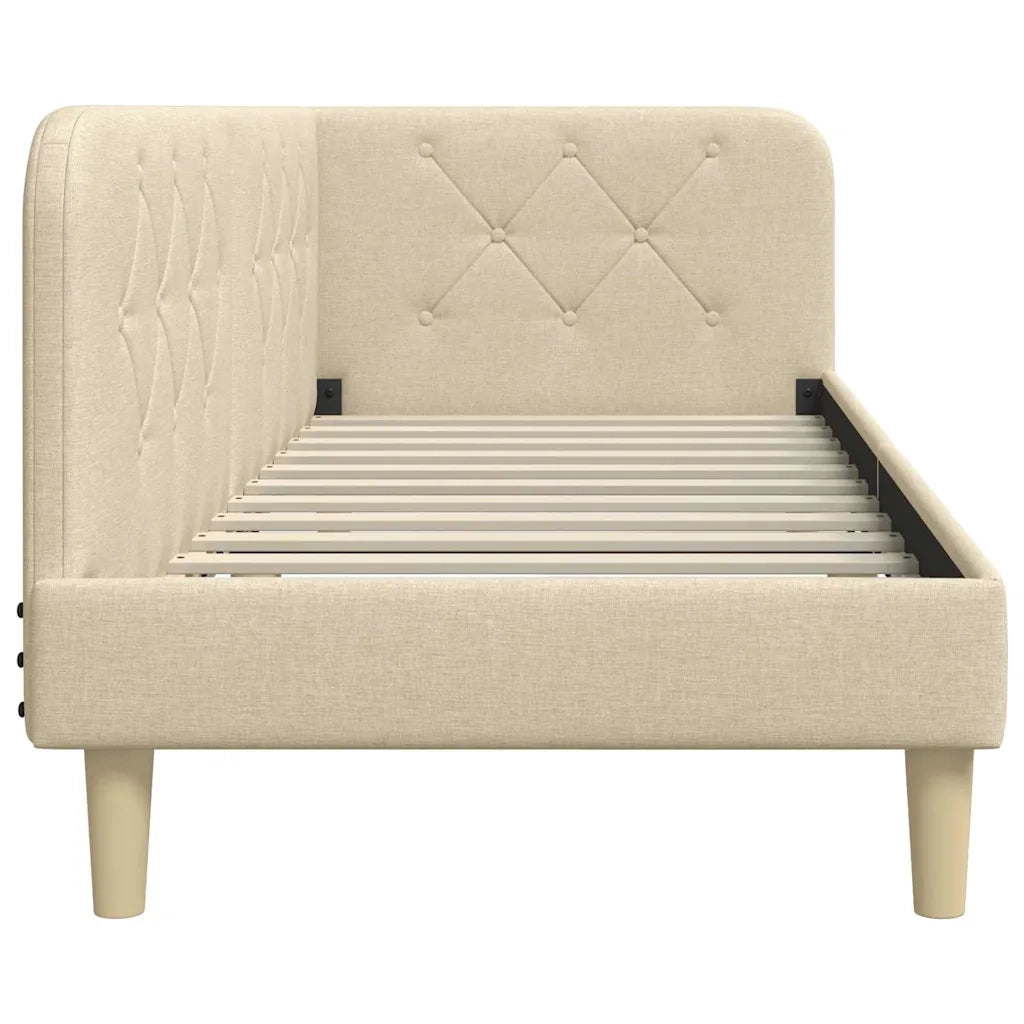 Cornice del letto ad angolo Crema 80 x 200 cm Tessuto