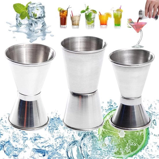 Cupido per Cocktail - Jigger Multifunzionale - Doppia Faccia - Acciaio Inossidabile - Tre Capacità - Per Bar Party - Cocktail Bar