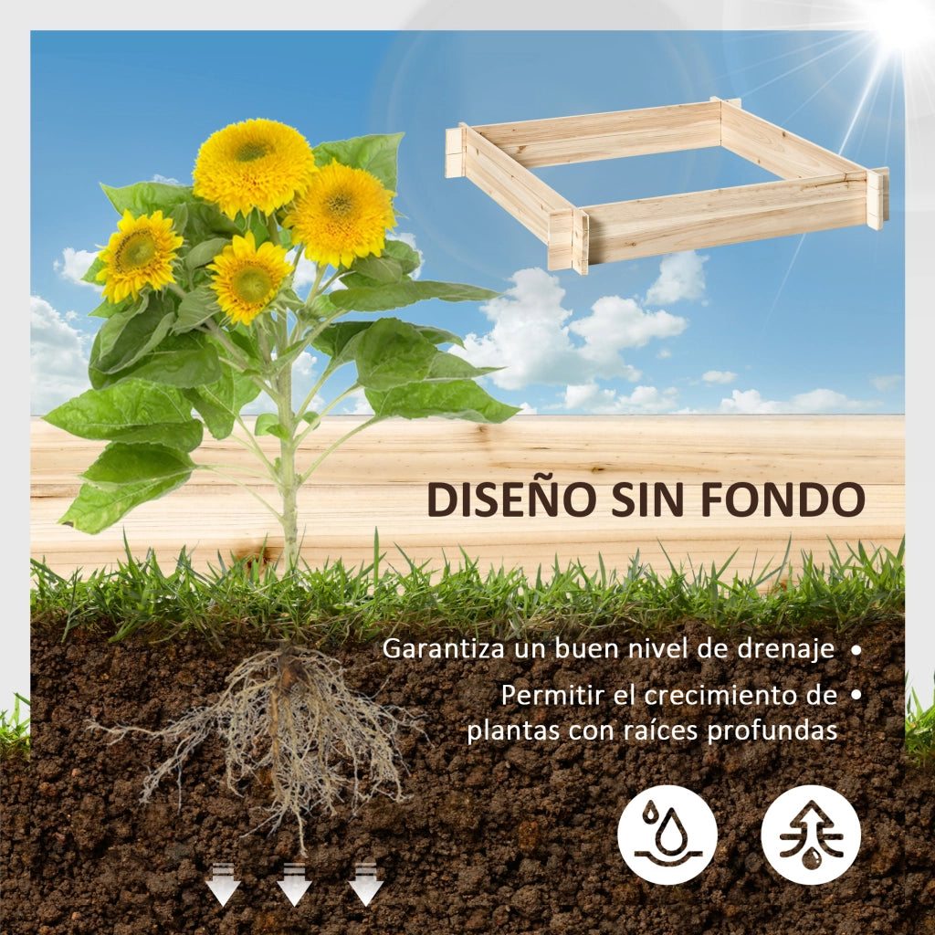 Cassone Giardino Legno Quadrato Fioriera per Piante ¨C zephmum ¨C 100x100x16 cm