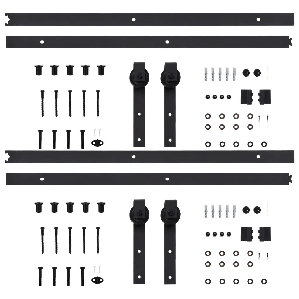 Kit di Binari per Porte Scorrevoli 2 pz 200 cm Acciaio Nero 3059845