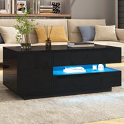 Tavolino da Caff¨¨ Sollevabile con LED, Cassetto e Vano ¨C MINIMAL ¨C Nero Lucido 95x50x40