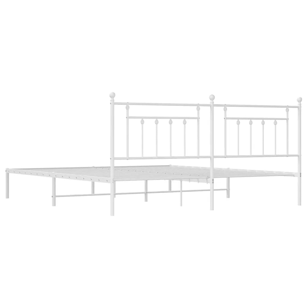Giroletto con Testiera Metallo Bianco 200x200 cm 353593