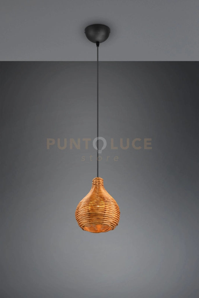 SPROUT SOSPENSIONE IN SISAL COLORE NATURALE D. 18CM 1 LUCE ATTACCO E14 IN RATTAN