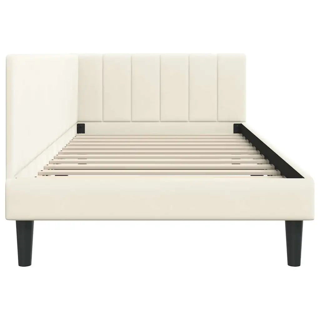 vidaXL Cornice del letto ad angolo Crema 100 x 200 cm Velluto