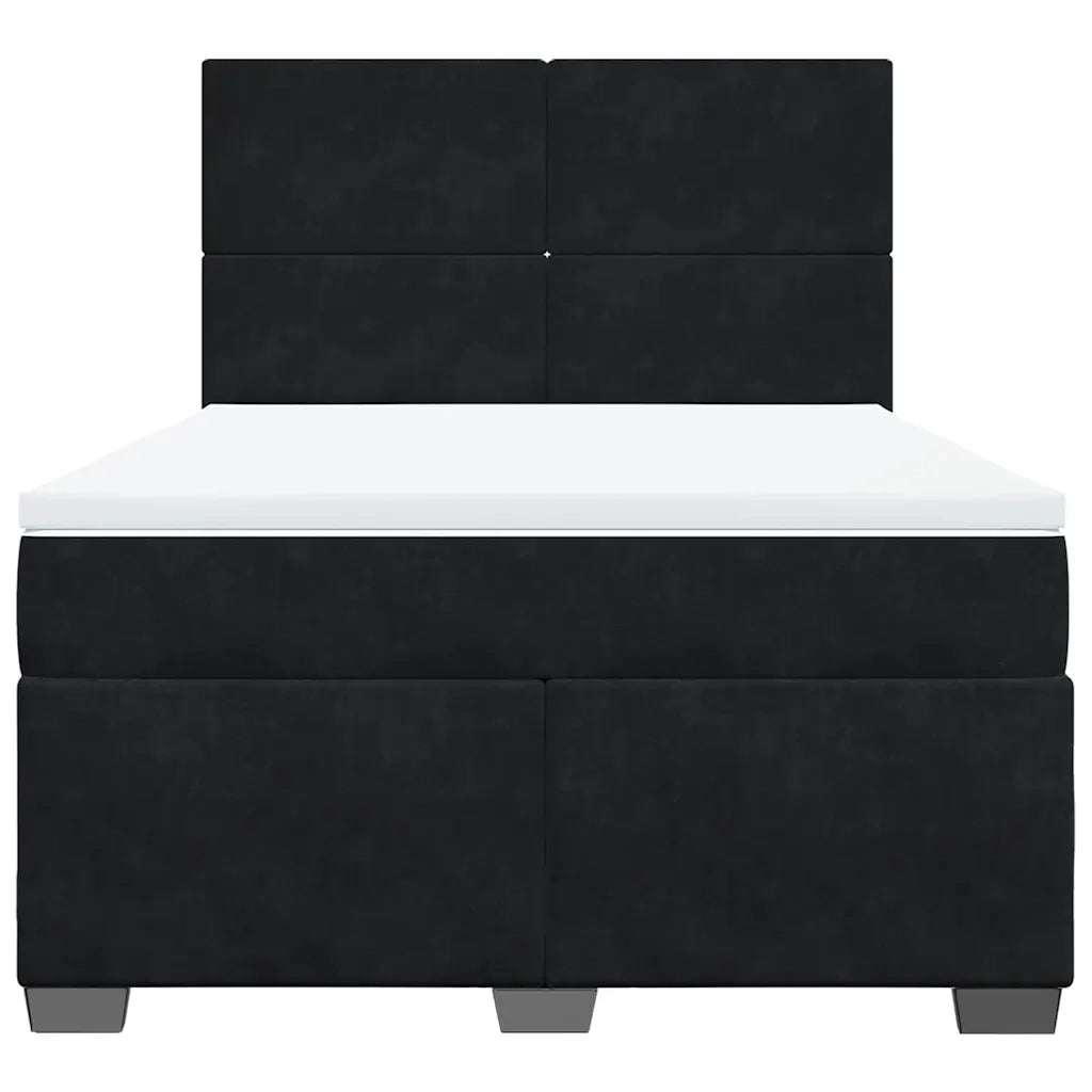 Giroletto a Molle con Materasso Nero 160x200 cm in Velluto