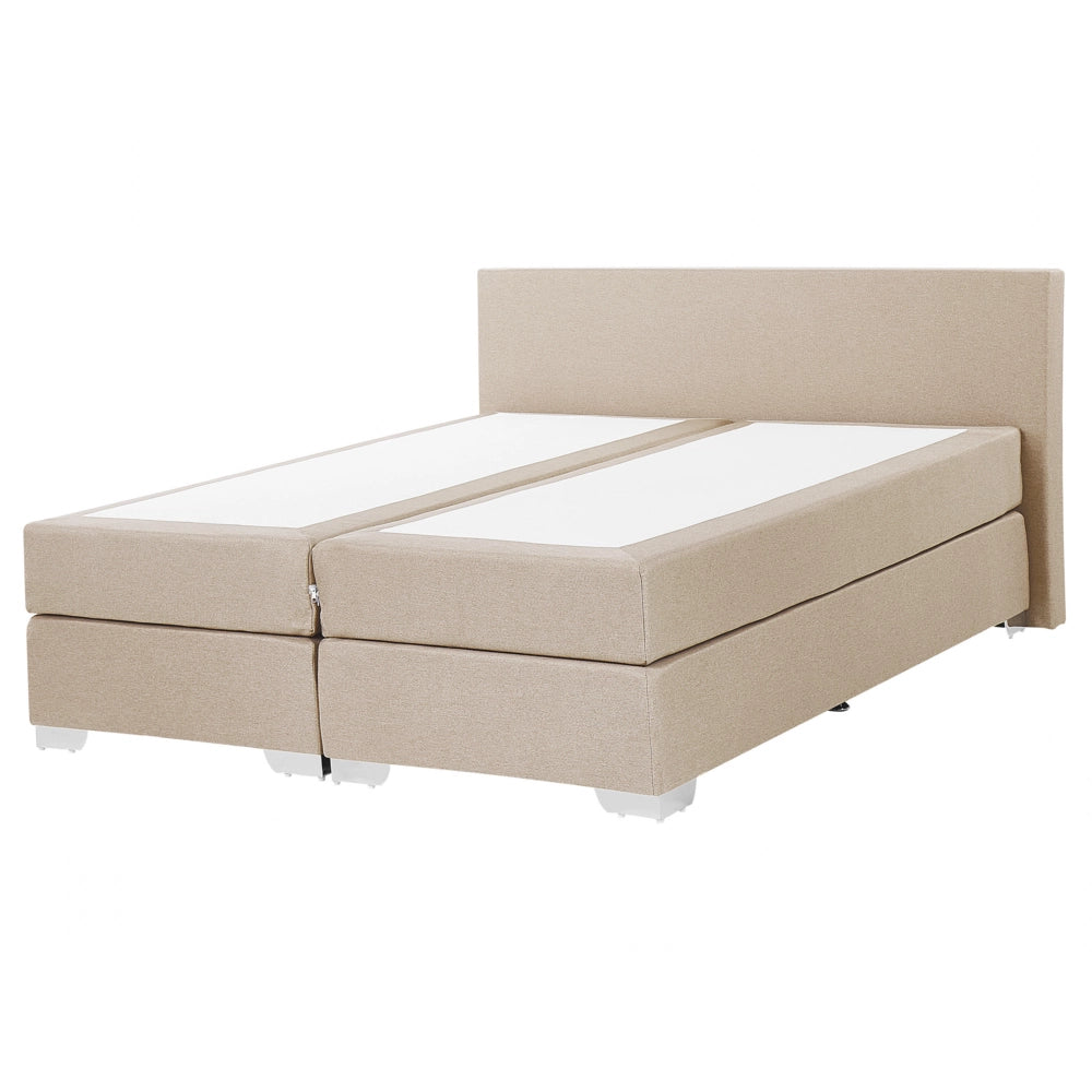 Letto Boxspring in Tessuto Beige con Materasso a Molle insacchettate 160 x 200 cm