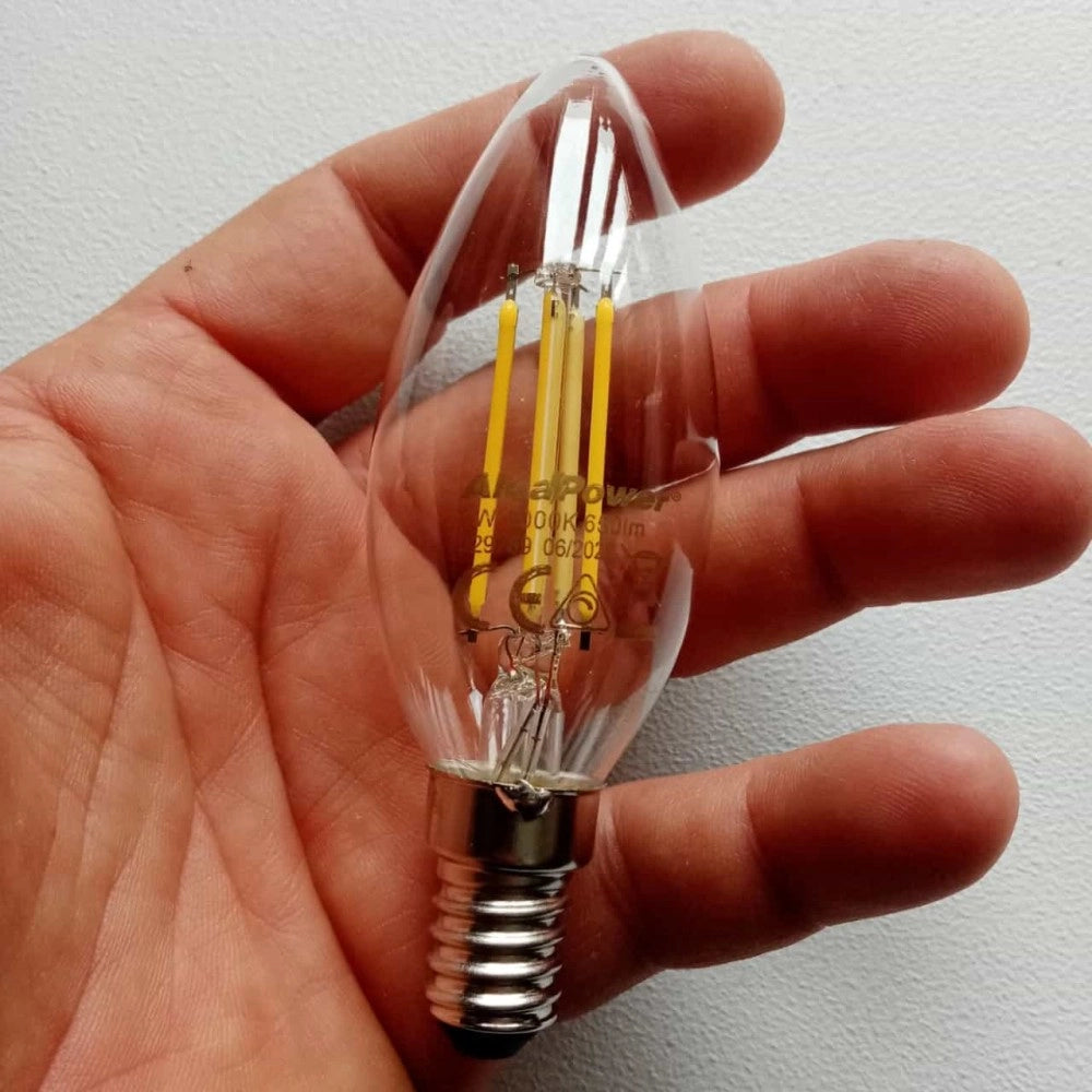 Alca power c35 6w 220v 650lm 4000k e14 lampada oliva a filamento dimmerabile a led