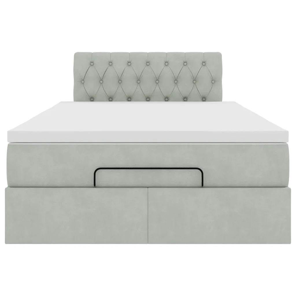 Pouf Letto con Materasso e LED Grigio Chiaro 120x190cm Velluto 3312680