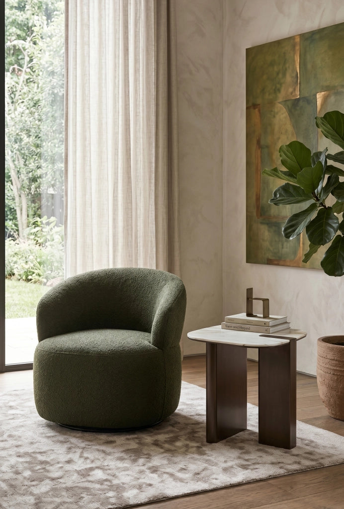 Tavolino Key - Tavolino moderno con top ceramica su vetro marmo calacatta oro e struttura in metallo bronzo - Stones