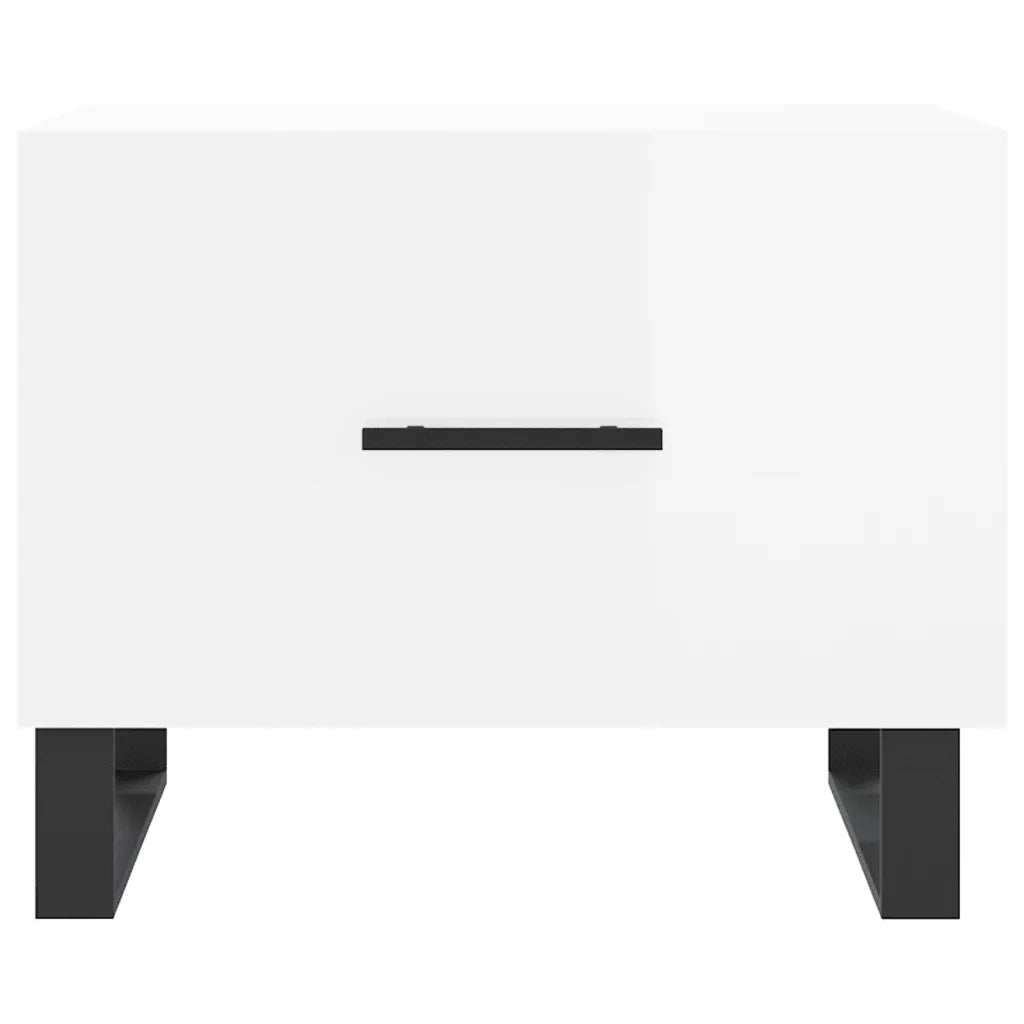 Tavolini Salotto 2pz Bianco Lucido 50x50x40cm Legno Multistrato 829449