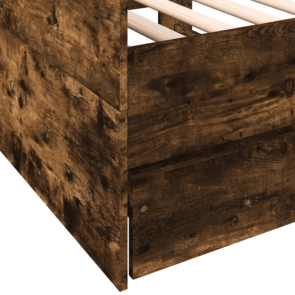 Divano Letto con Cassetti senza Materasso Rovere Fumo 90x200 cm