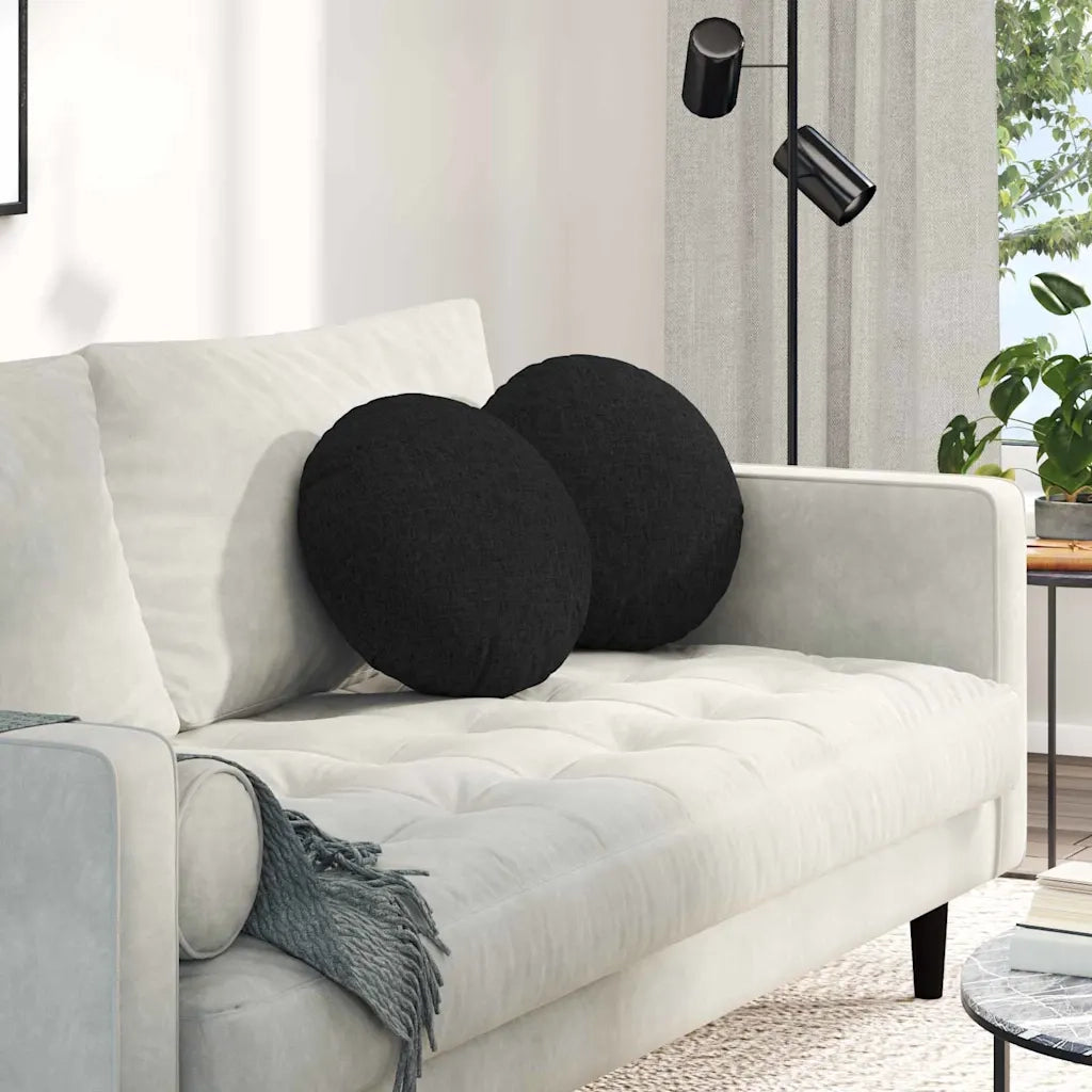 Cuscini per Seduta 2 pcs Nero Ø40 x 13 cm Tessuto