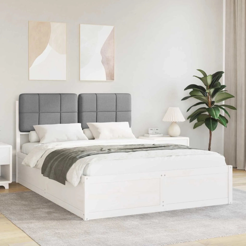 Letto con Testiera Rivestita Grigio chiaro 135 x 190 cm 3398208