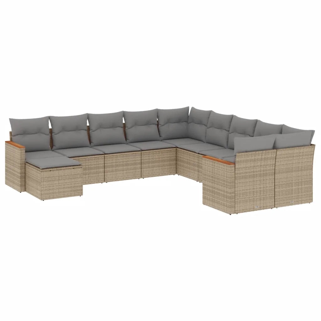 Set Divano da Giardino 11 pz con Cuscini Beige Misto Polyrattan 3226570