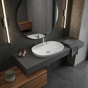 Lavabo incasso ovale allungato foro rubinetto Rak Ceramics Bianco