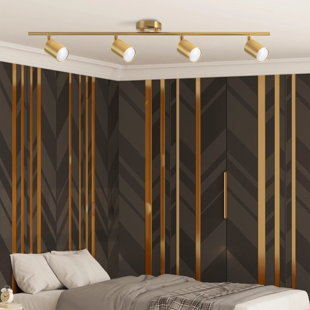 Plafoniera/Applique 4 faretti oro GU10 Polux Goldi 90cm