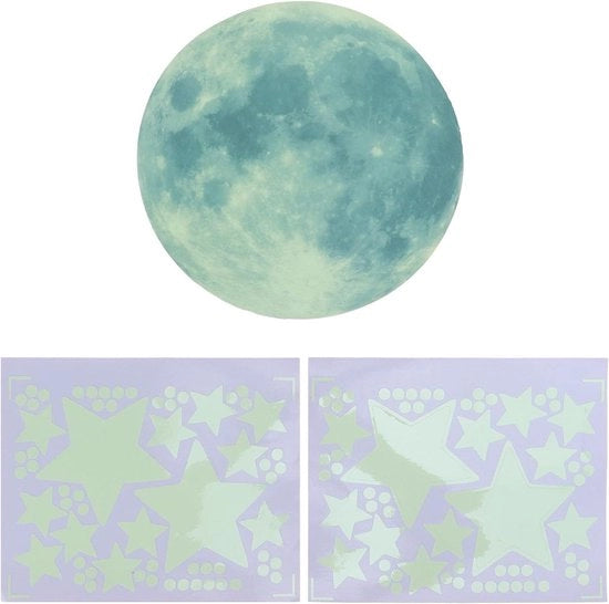 Decorazione da Parete con Effetto Luce emettente per Ambiente Bambino con Thema Celesti e Stelle