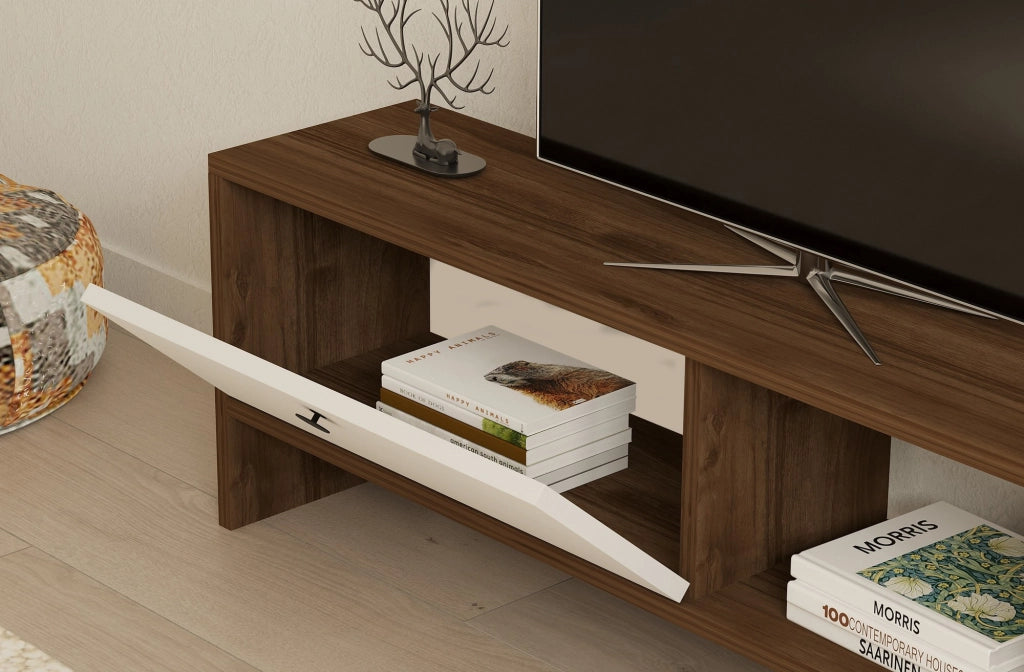 Porta TV in legno "Gaye" - 120 x 25 x 36 cm - Bianco