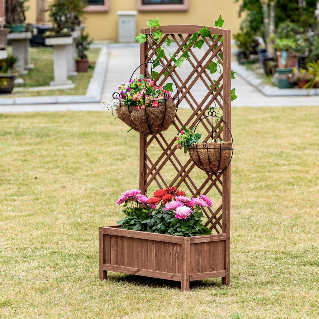Fioriera con Grigliato in Legno ¨C Xylo ¨C 60x30x122,5 cm Naturale