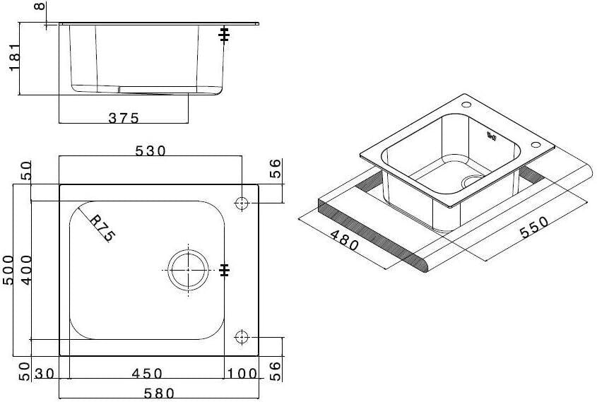 Apell TO58IBC Torino Lavello da incasso 1 vasca Acciaio inox spazzolato 58x50 cm colore Acciaio inox