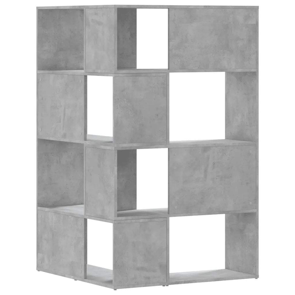 Libreria a 4 Ripiani-Scaffale per Libri-Mobile di Stoccaggio Grigio Cemento 85x85x140 cm in Truciolare