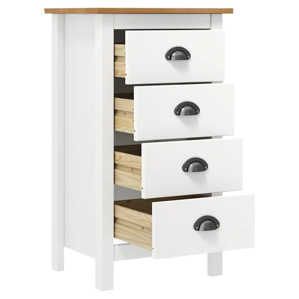 Credenza Hill Bianca 46x35x80 cm in Legno Massello di Pino 288914