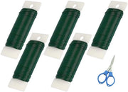 5 pezzi di filo di acciaio inossidabile, 35 m di filo di fioriera, filo di decorazione, verniciato, filo di corona per fioristi, per modellismo, scultura (verde)
