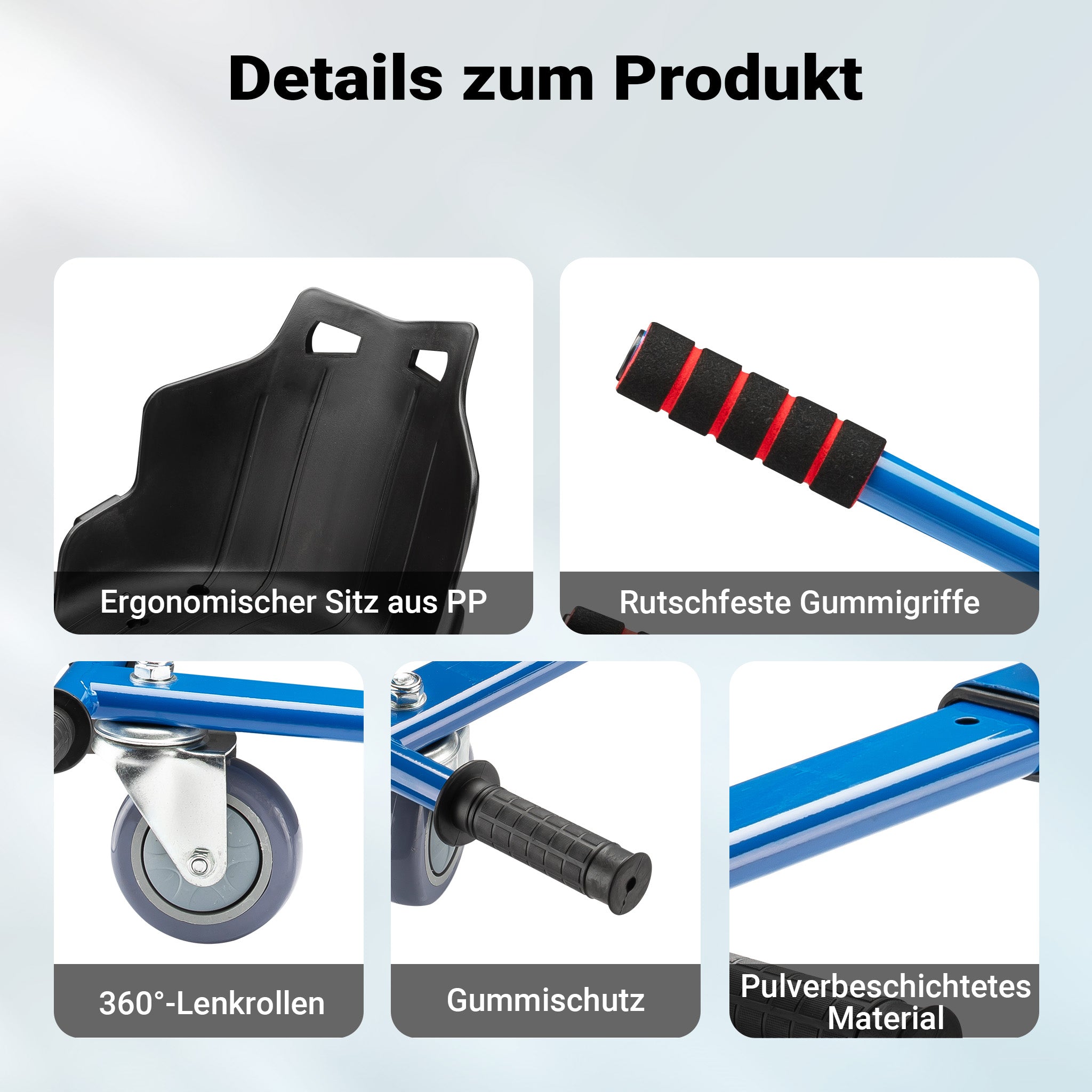 Sedile per hoverboard max 120 kg blu, ergonomico, regolabile, per scooter elettrico autobilanciato