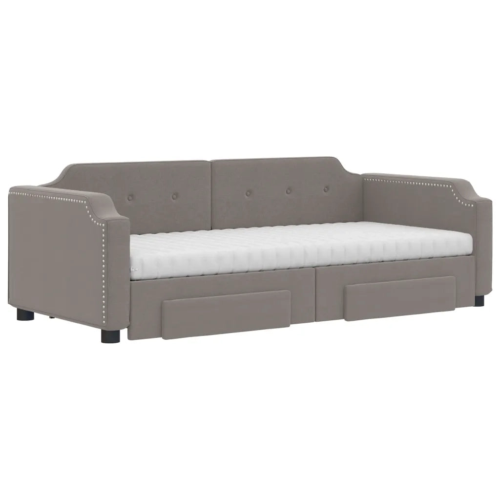 Divano Letto Estraibile con Cassetti Tortora 100x200 cm Tessuto 3197696